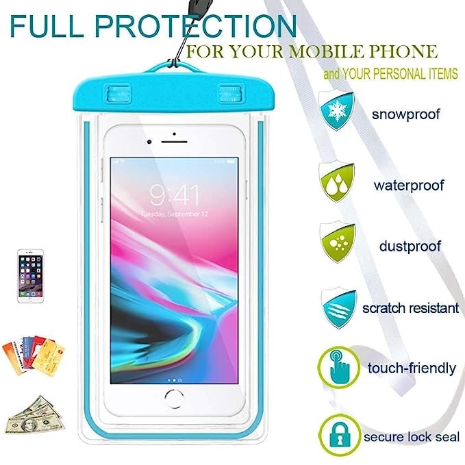 Multi Color Universal Waterproof Mobile Cover : Keep Your Phone Dry in Rain or Underwater